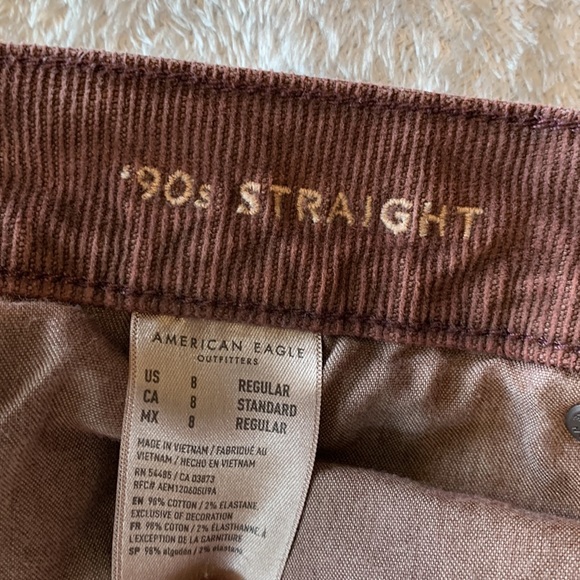 AEO, 90’s straight corduroy brown jeans: size 8 - Picture 3 of 5